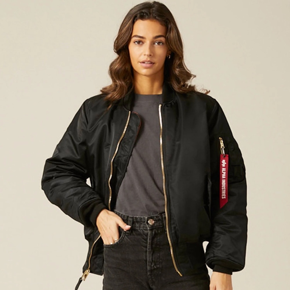 Black Alpha Industries Bomber Jacket- Size M